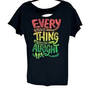 Distressed Cutout Tee Every Little Thing Is Gonna Be Alright Graphic Shirt M/L
